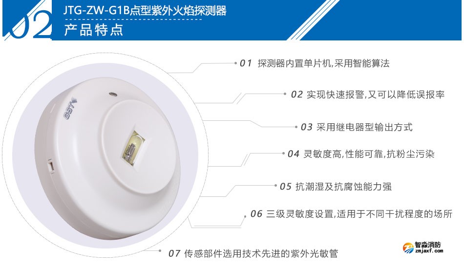 JTG-ZW-G1B點(diǎn)型紫外火焰探測器特點(diǎn)