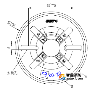 JTY-GM-GSTN9811(Ex)/T防爆點型光電感煙火災探測器底座示意圖