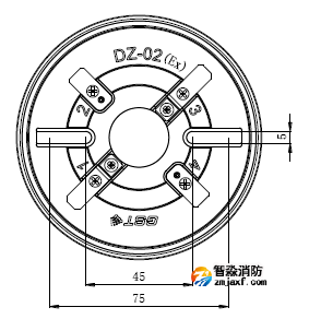 JTW-ZOM-GSTN9812(Ex)防爆點(diǎn)型感溫火災(zāi)探測(cè)器底座示意圖