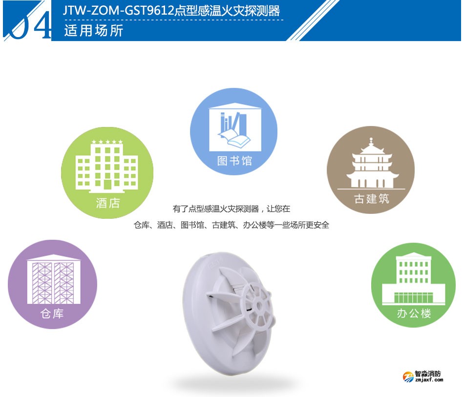 JTW-ZOM-GST9612點(diǎn)型感溫火災(zāi)探測(cè)器應(yīng)用場所