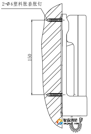 GST-TS-100A 型消防電話分機安裝示意圖