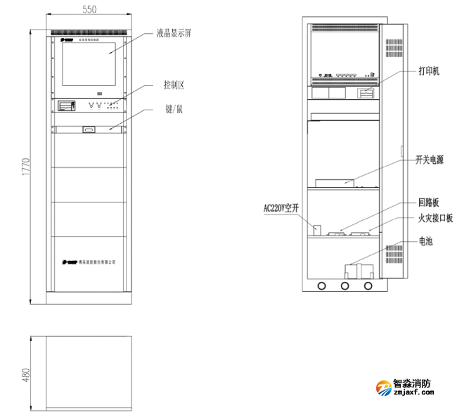 J-C-11S80G應(yīng)急照明控制器外形機構(gòu)圖