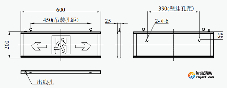 青鳥消防大型標(biāo)志燈外觀尺寸