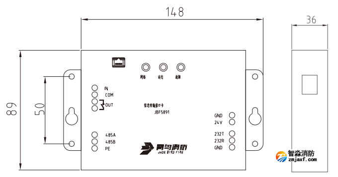 JBF5891信息傳輸接口卡產(chǎn)品結(jié)構(gòu)