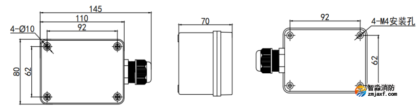 JBF4310-EL感溫電纜終端盒外觀尺寸
