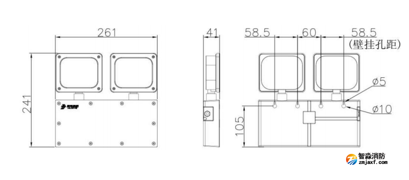 青鳥(niǎo)J-ZFJC-E5W-17B3A集中電源集中控制型消防應(yīng)急照明燈具 雙頭 壁掛