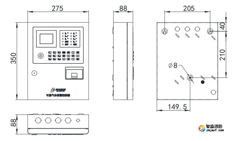 JB-QB-JBF-51S41可燃?xì)怏w報警控制器外觀尺寸