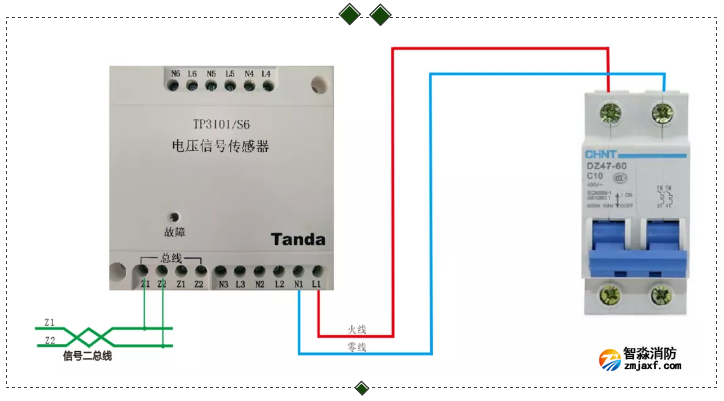TP3101/S6電壓信號傳感器接線圖