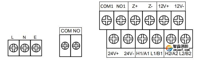 TE3001D電氣火災(zāi)監(jiān)控設(shè)備對(duì)外接線端子示意圖