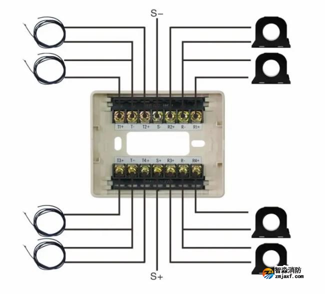 J-EI6713型組合式電氣火災(zāi)監(jiān)控探測(cè)器接線圖