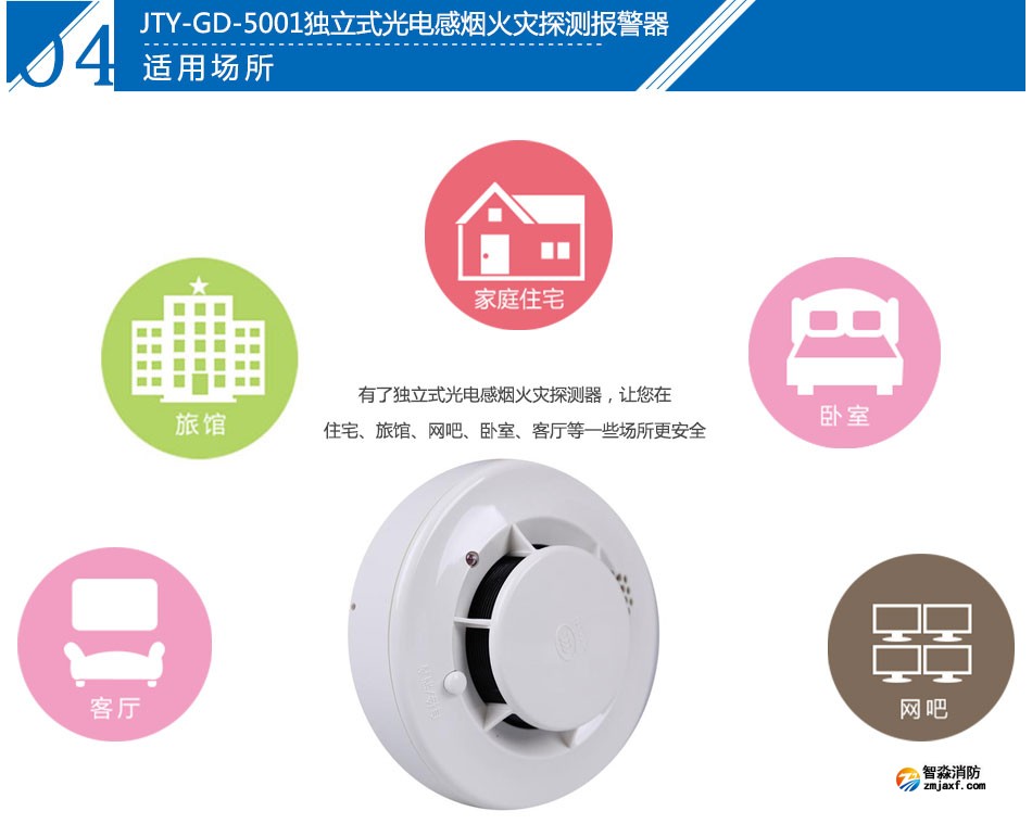 JTY-GD-5001獨(dú)立式光電感煙火災(zāi)探測報警器應(yīng)用場所