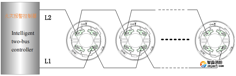 A9020T點(diǎn)型感溫火災(zāi)探測(cè)器接線示意圖