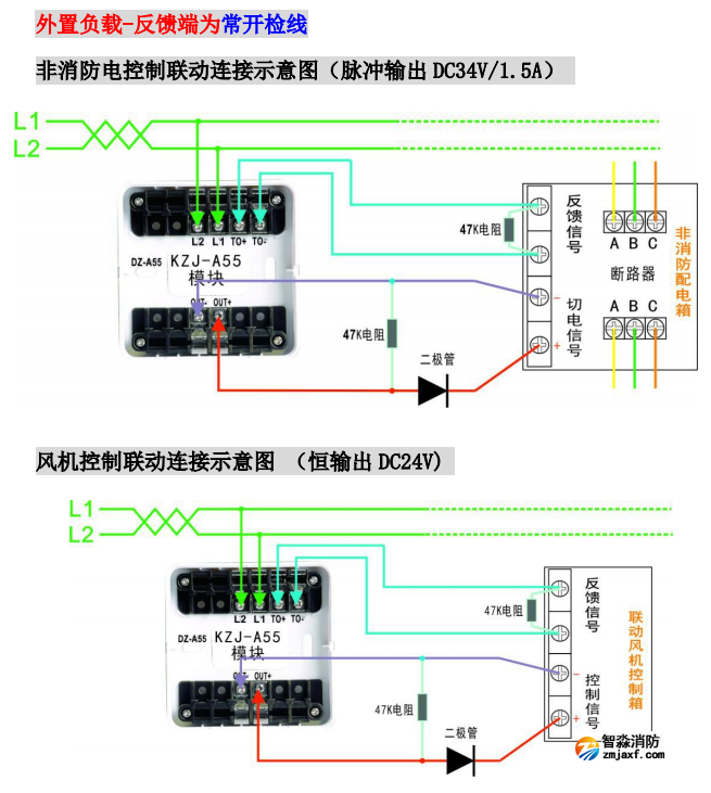 KZJ-A55輸入輸出模塊接線圖