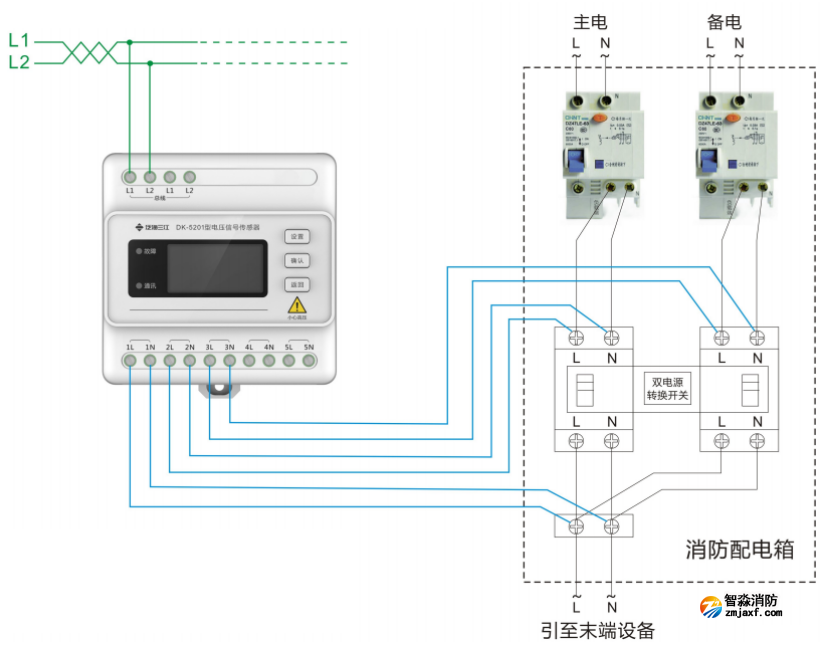 DK-5201五路交流單相電壓傳感器接線圖