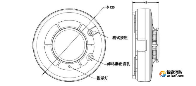 JTY-GD-H362獨立式光電感煙火災探測報警器結構示意圖