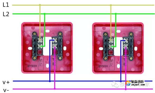 J-SAP-FS1310手動火災(zāi)報警按鈕接線示意圖