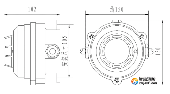 JDXT-W-1防爆點(diǎn)型感溫火災(zāi)探測(cè)器外形尺寸圖
