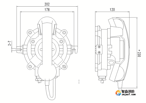 JDDH-1防爆電話外形尺寸