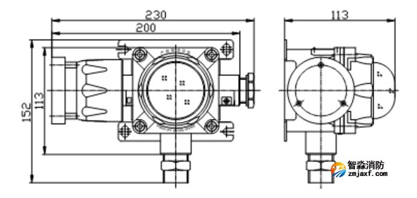 LD1000ED隔爆型火災(zāi)聲光警報器外形結(jié)構(gòu)示意圖