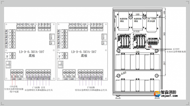 LD-D-1KVA-508消防應急燈具專用應急電源接線圖