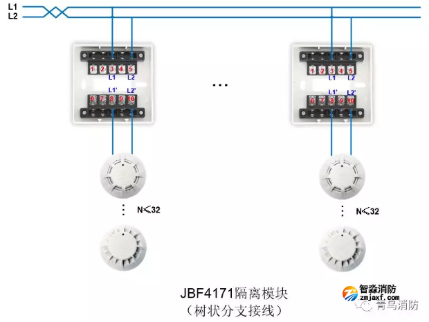 JBF4137隔離模塊樹形接線接線圖