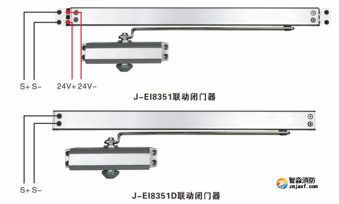 J-EI8351、J-EI8351D一體式聯(lián)動(dòng)閉門器接線圖