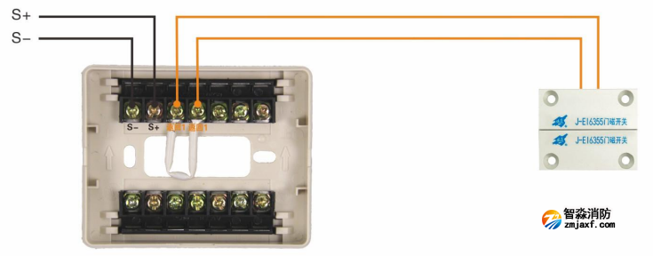 J-EI6341防火門監(jiān)控模塊接門磁開關(guān)接線圖（常閉式防火門）
