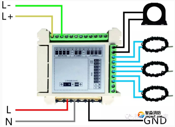FS8260組合式電氣火災(zāi)監(jiān)控探測器接線圖