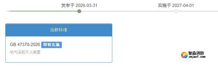 GB47370-2026《熱氣溶膠滅火裝置》2027年4月1日實施