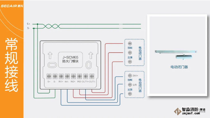 J-SCM65防火門模塊接線圖